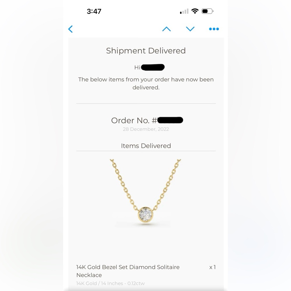 14K Gold Bezel Set Diamond Solitaire Necklace - Picture 9 of 12